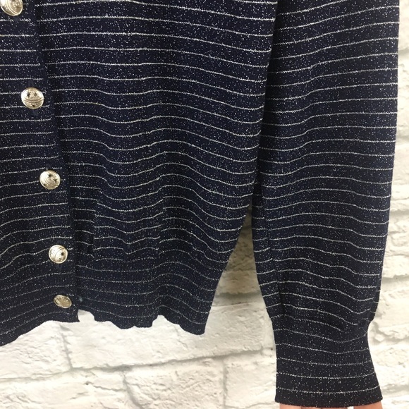 Escada Virgin Wool Blend Striped Knit Cardigan 38 - Picture 4 of 4